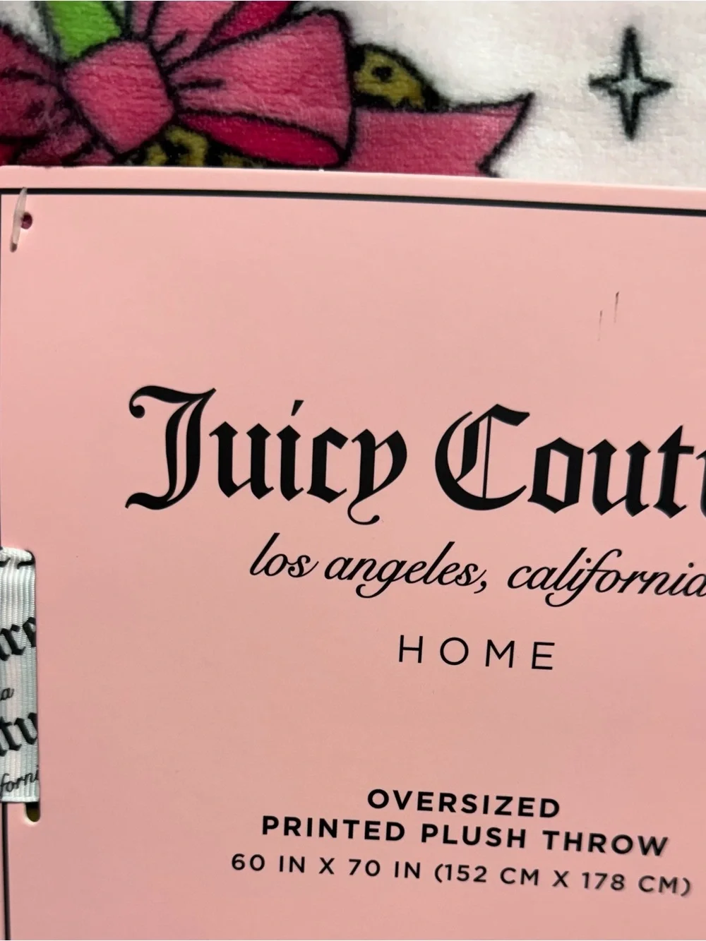 Juicy Couture Pink & Leopard Pumpkin Plush Throw with Bows